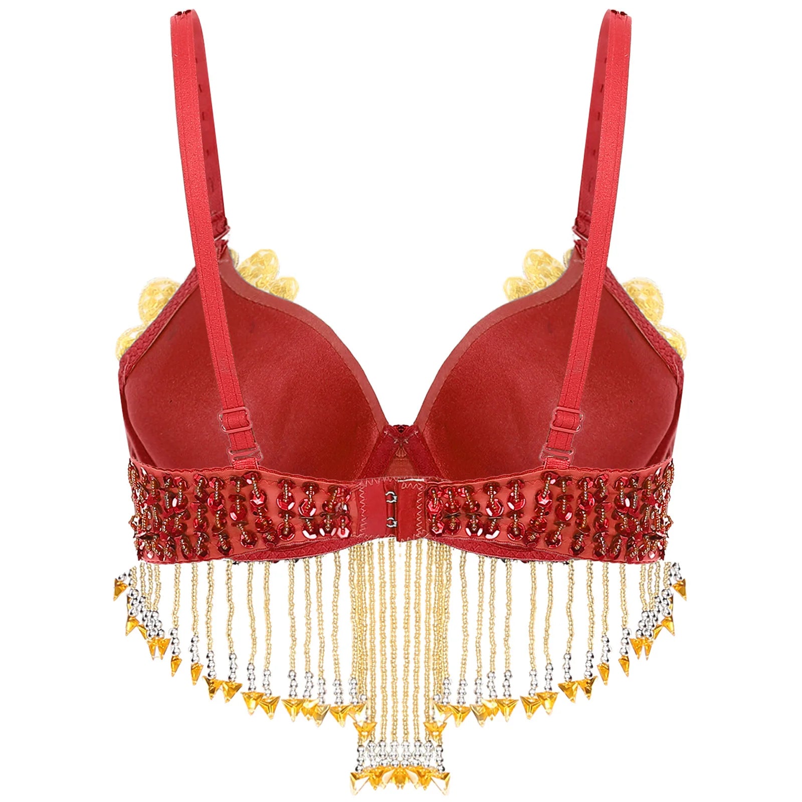 Sparkly Floral Beaded Sequin Belly Dance Bra & Tassel Performance Top