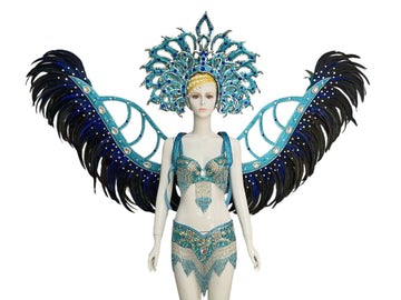 Multi-Color Feathered Wing and Headdress Performance Set