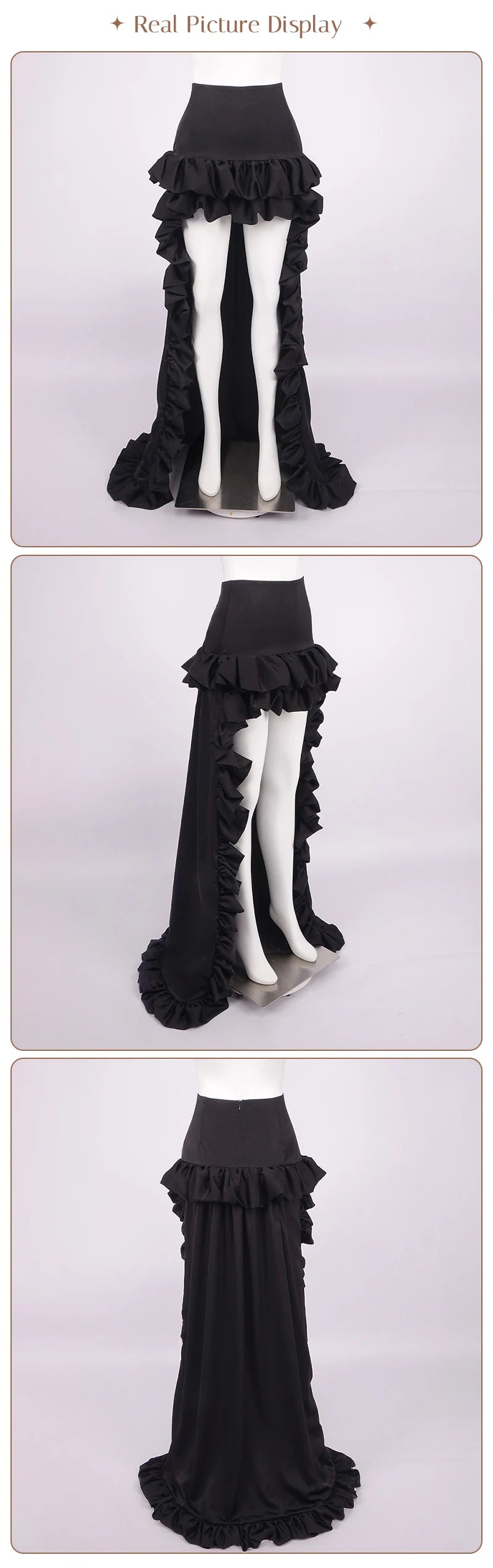 High-Waist High-Low Ruffle Skirt