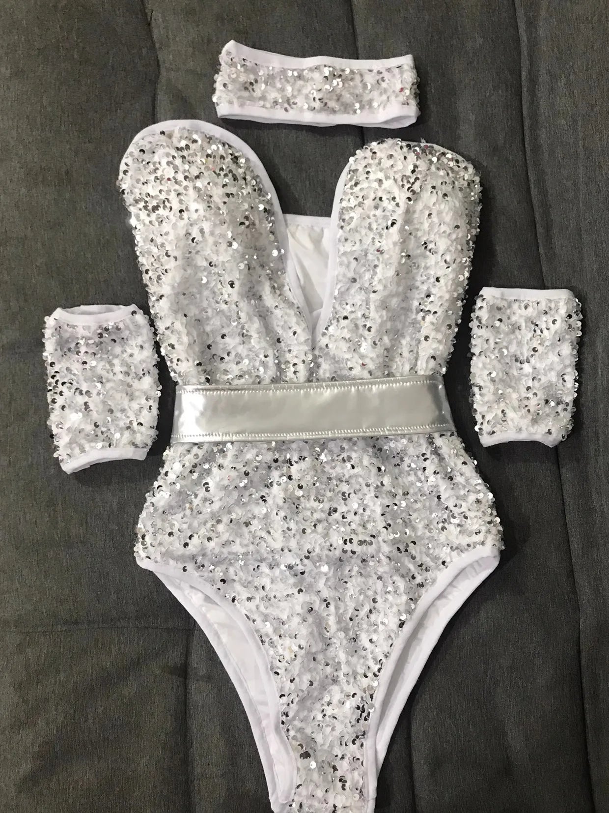The Stardust Lumina Bodysuit – Silver Sequin Gogo & Pole Dance Costume