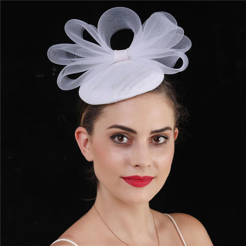 18cm Elegant Sinamay Bow Fascinator Hairpin Kentucky Derby Cocktail Hat Headpiece