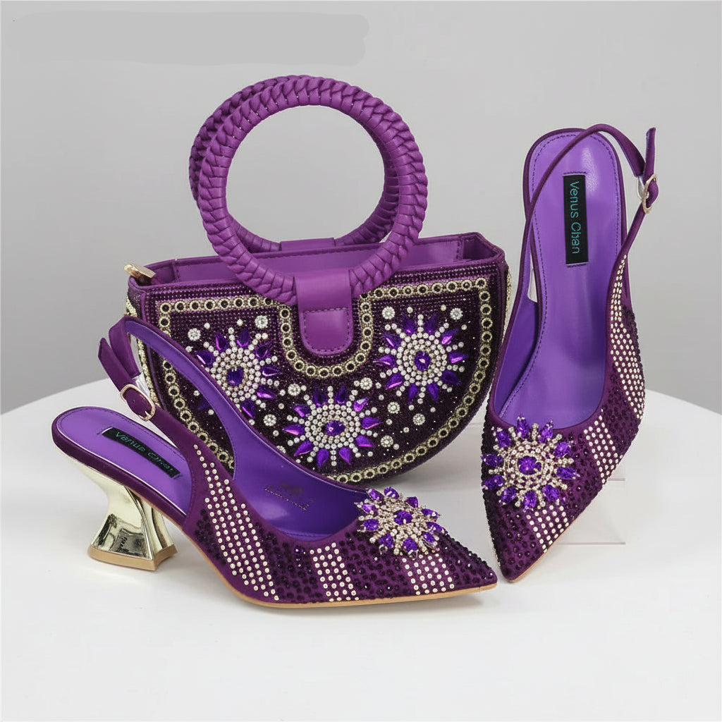 Italian Design Evening Bag Paired with Handmade Petal Shoes