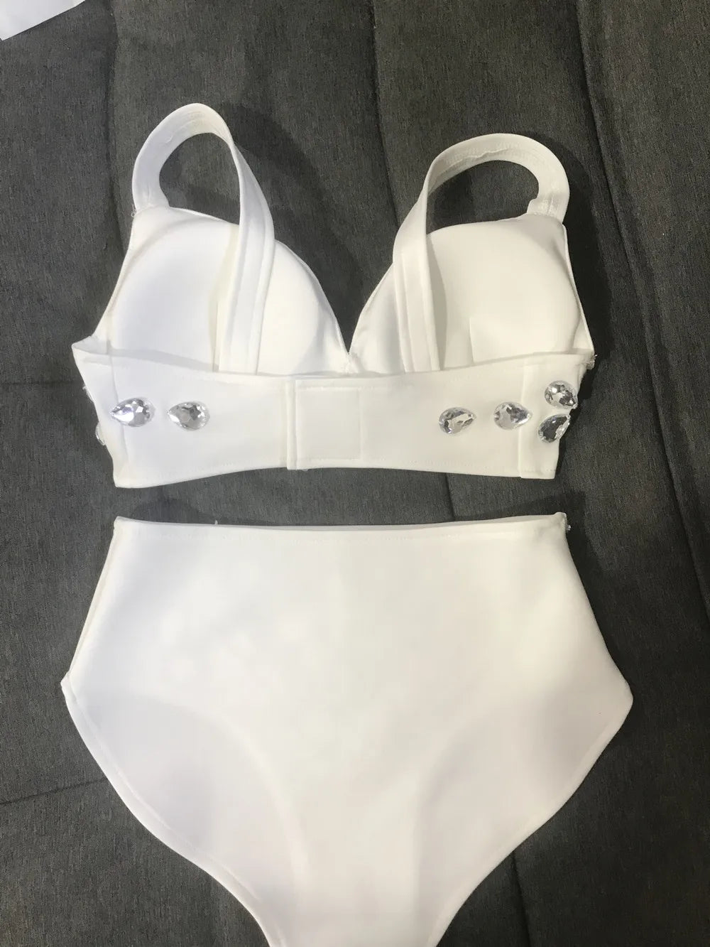 Rhinestone Bikini Bra & High-Waist Shorts 2-Piece Performance Costume Set