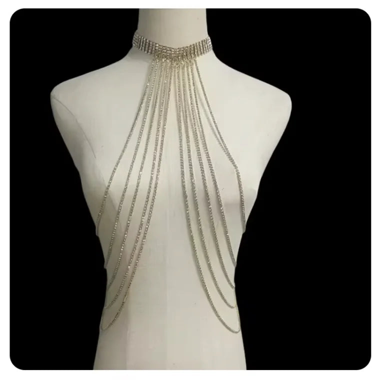 Crystal Tassel Bra & Skirt Costume Jewelry