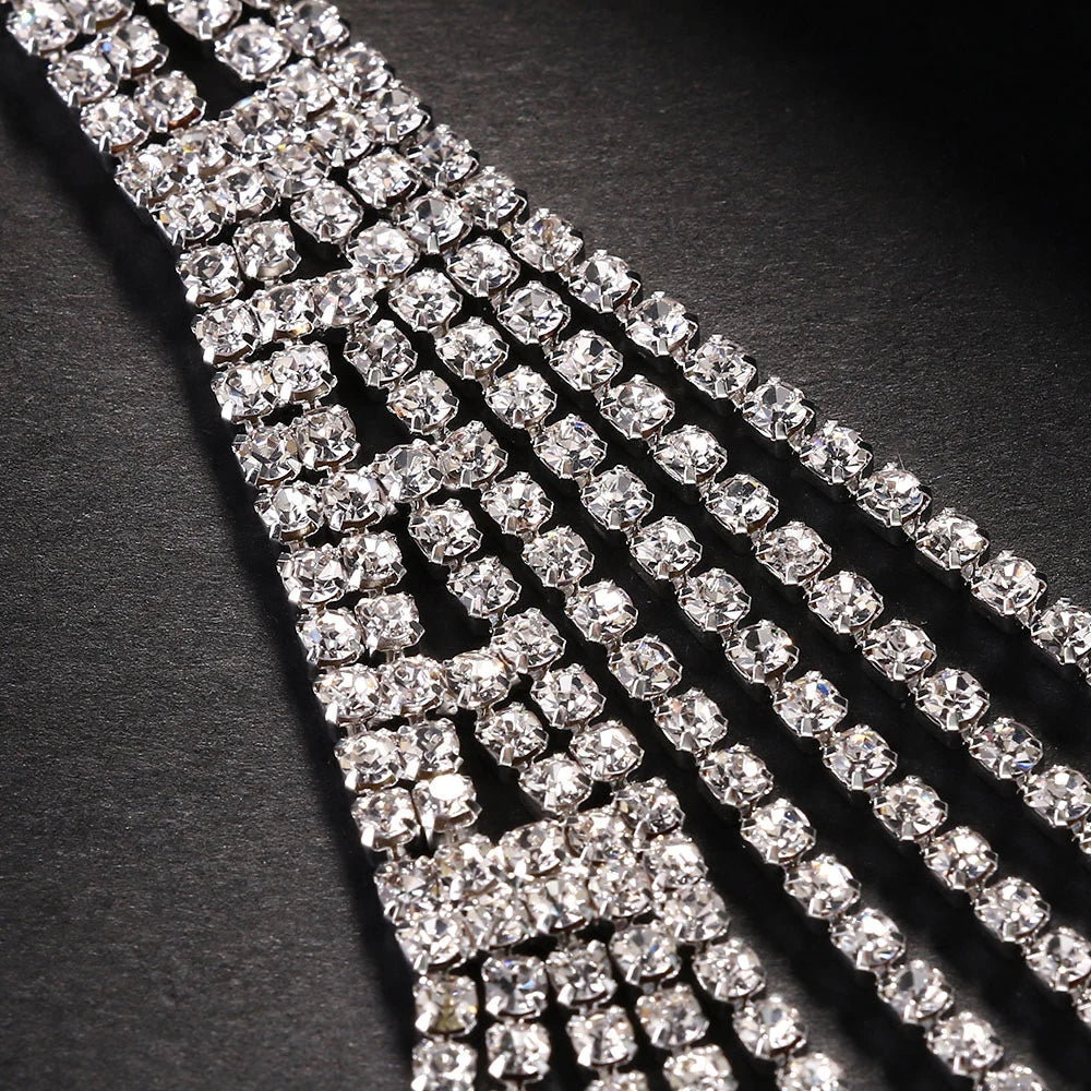 Showgirl Rhinestone Shoulder Chain & Tassel Body Jewelry