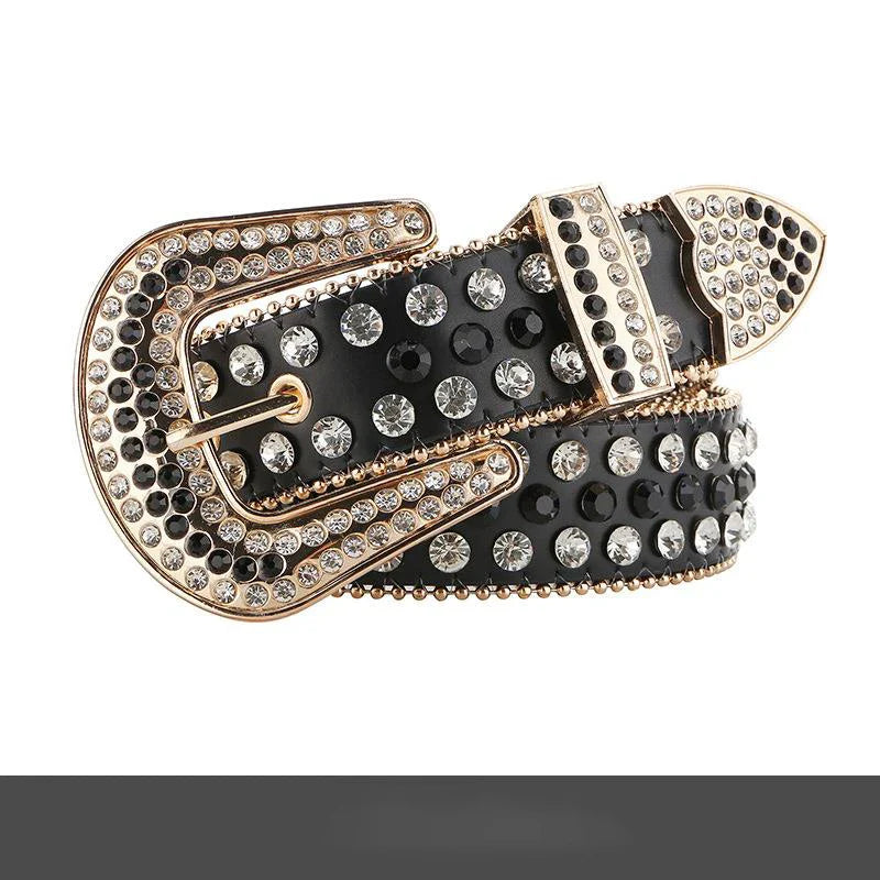Gem Studded Western Style Fashion Buckle Belt