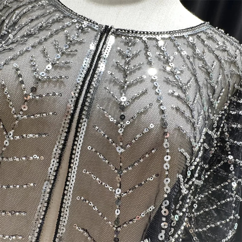 Sparkly Sequin & Beaded Leaf Mesh Capelet Evening Shawl Bolero Jacket