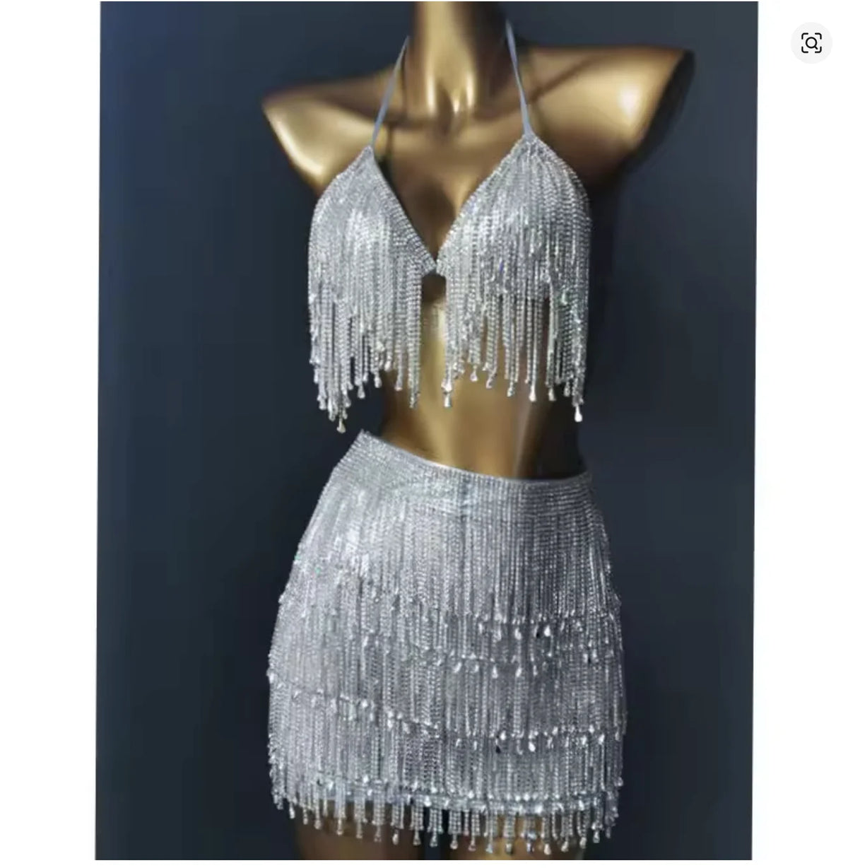 Halter Crystal Tassel Bra Body Chain