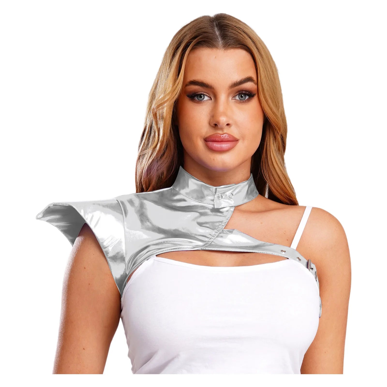 Metallic Gothic Armor Shoulder Shrug Steampunk Pauldron Collar Stage Costume