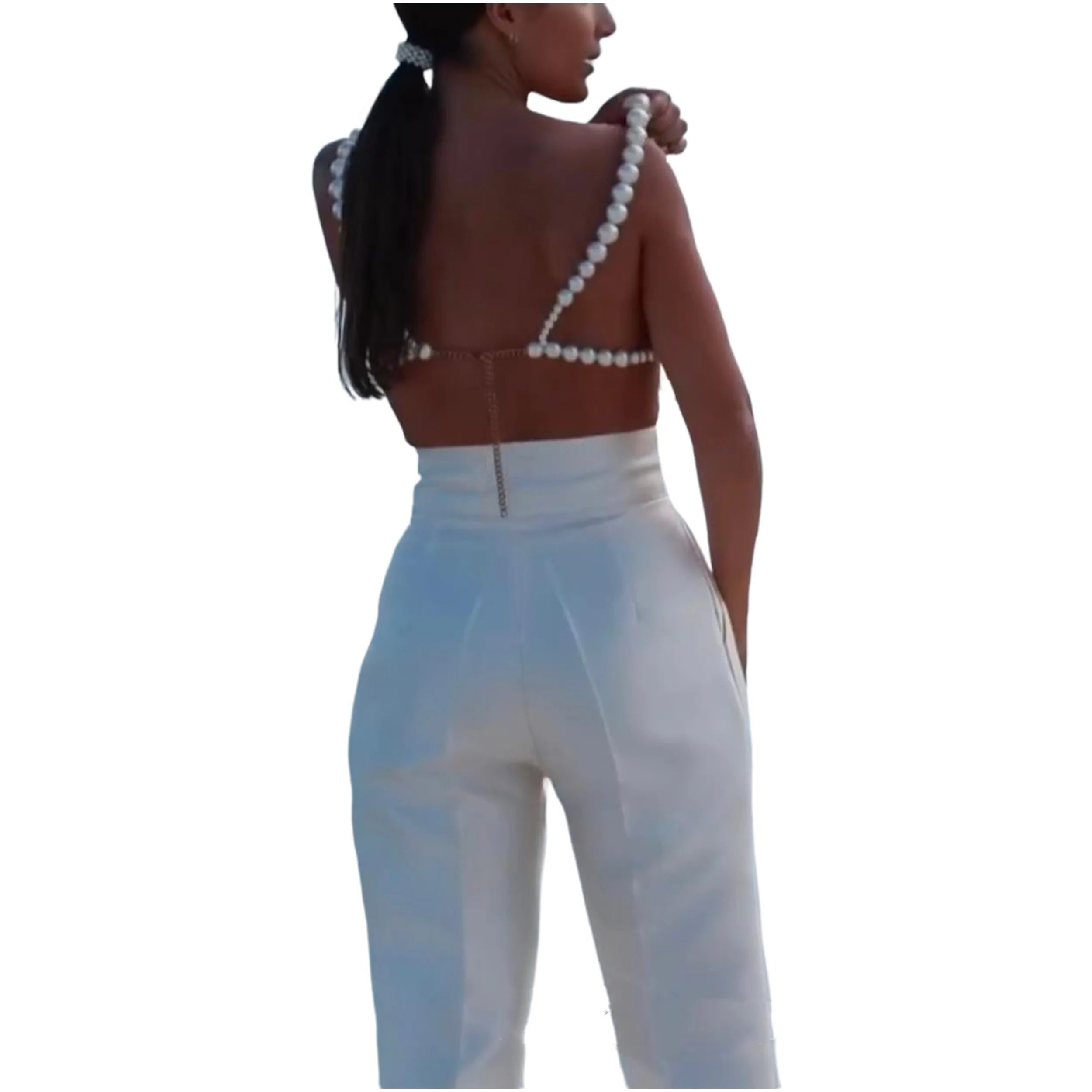Handmade Pearl Floral Bra Chain & Underbust Body Jewelry Set