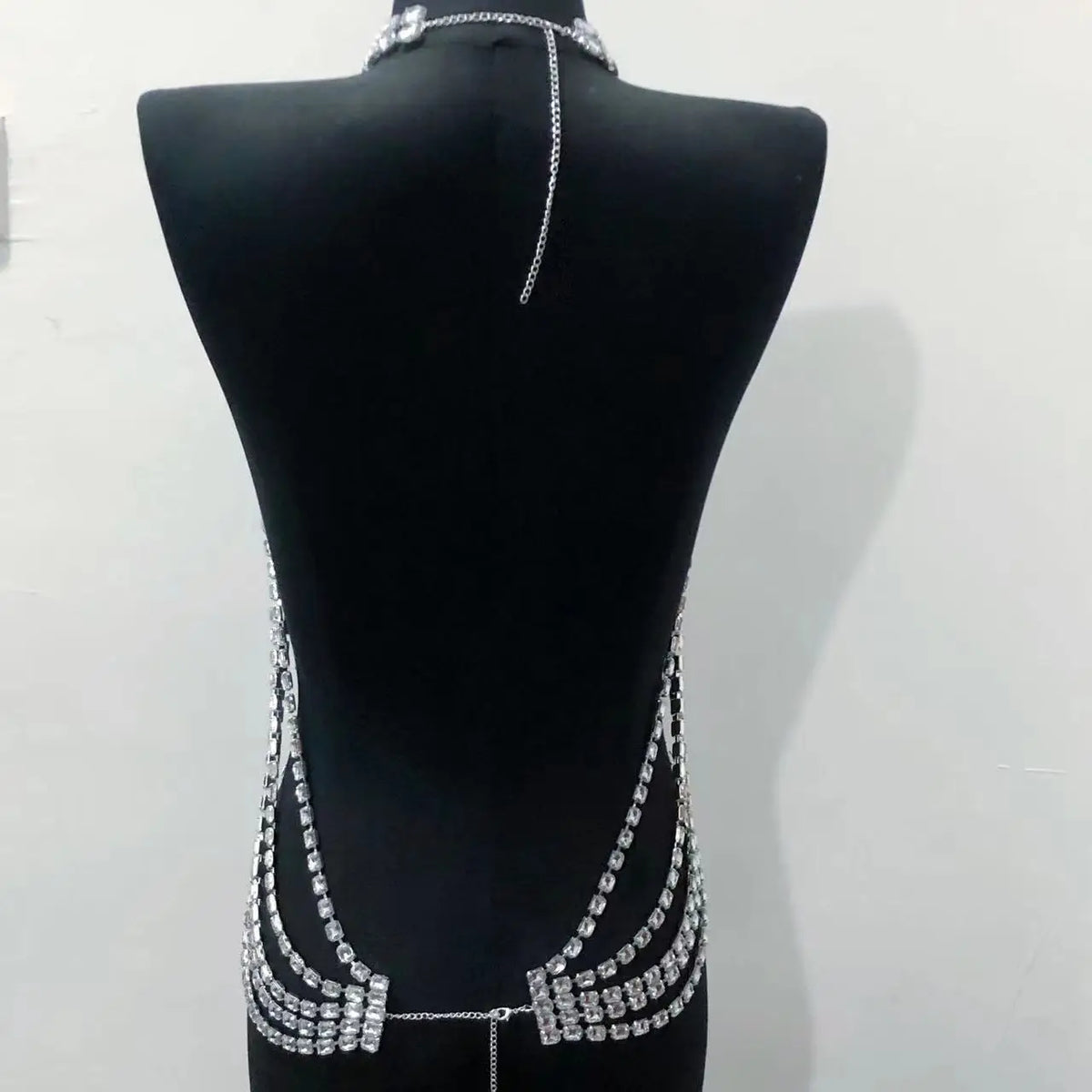 Rhinestone Costume Bra Body Chain
