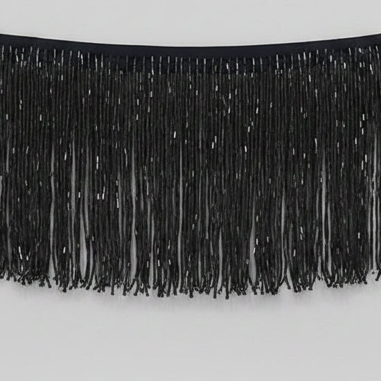 Long Glass Rhinestone Beaded Fringe Trim