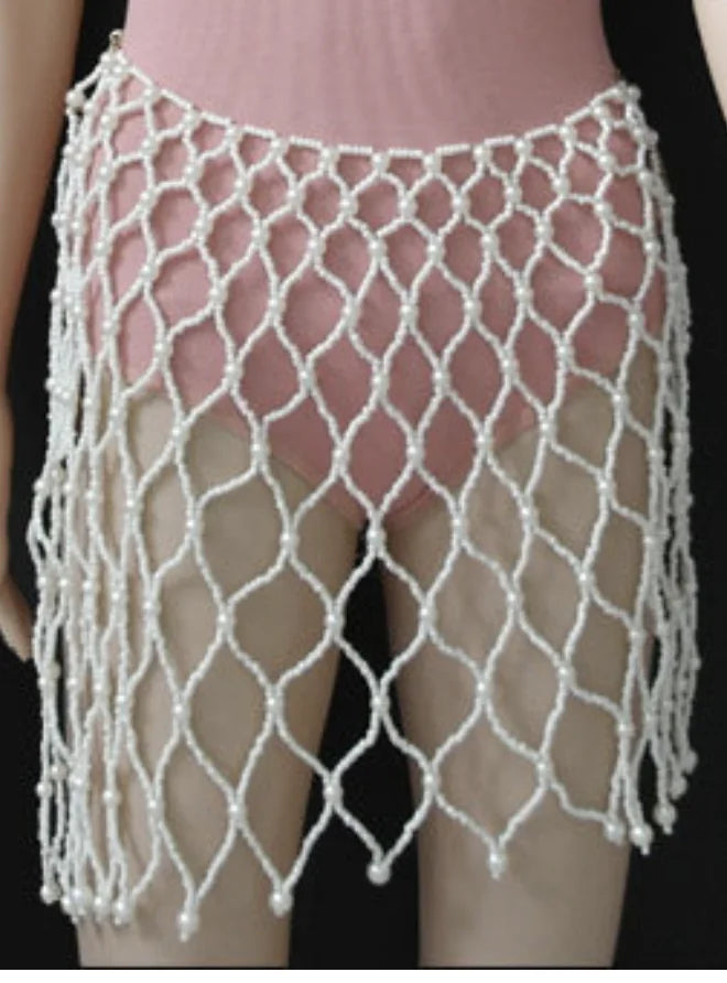 The Stardust Empress Royale – Handmade Imitation Pearl Body Chain & Skirt Set