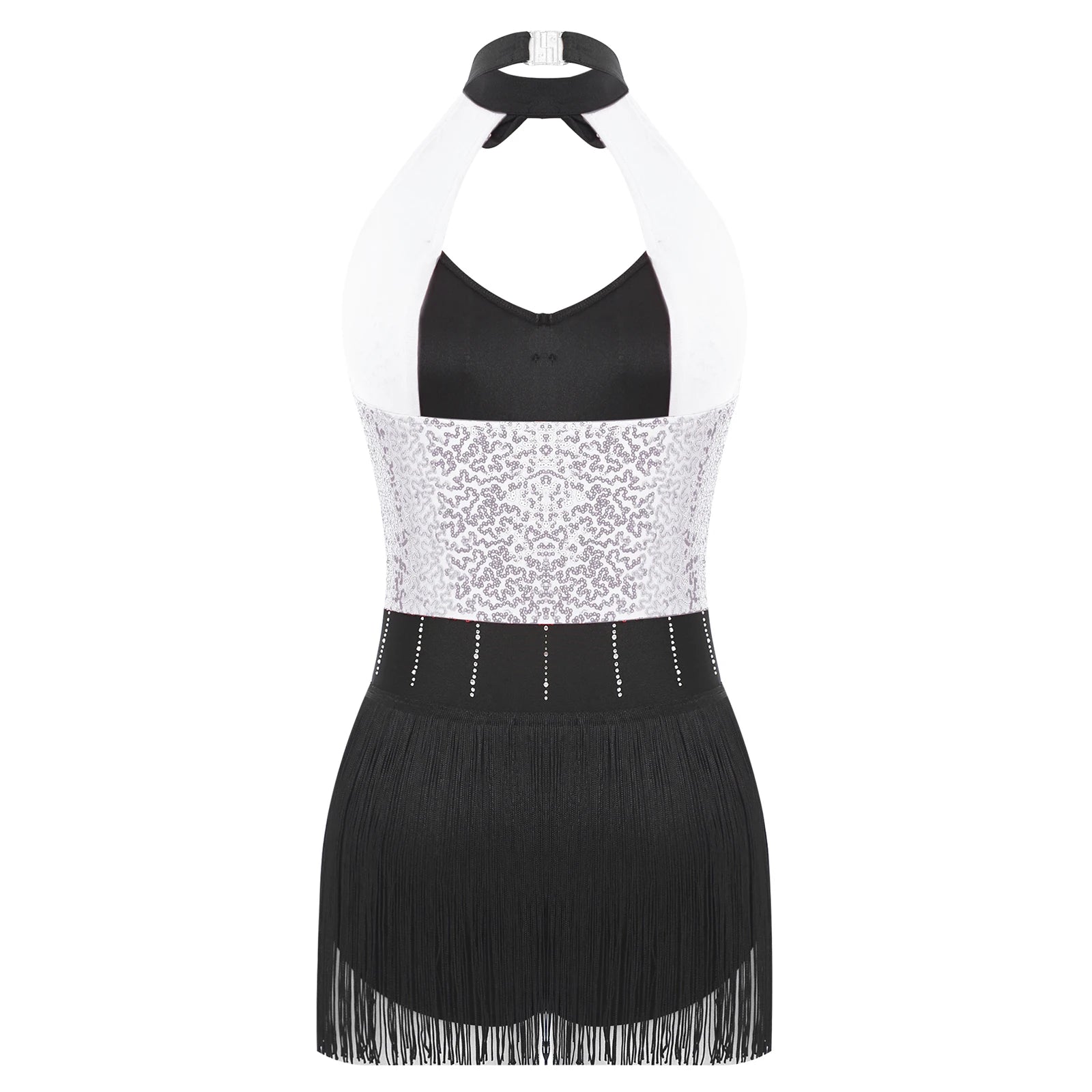 The Stardust Tuxedo Tassel Bodysuit – Luxury Sequins & Rhinestone Showgirl Leotard
