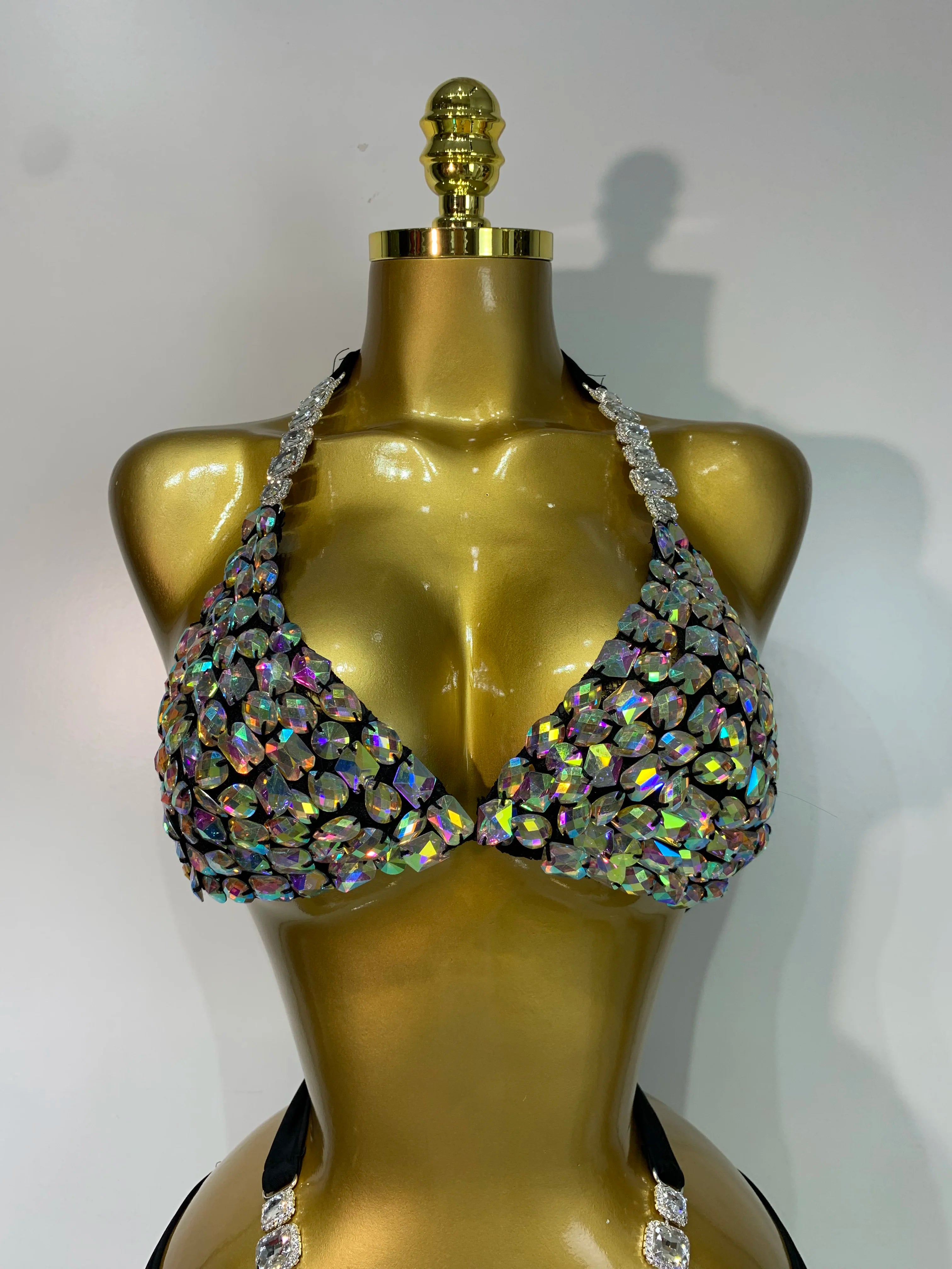 Crystal Diamond Bikini Two-Piece Set Sparkle Stage Performance Outfit