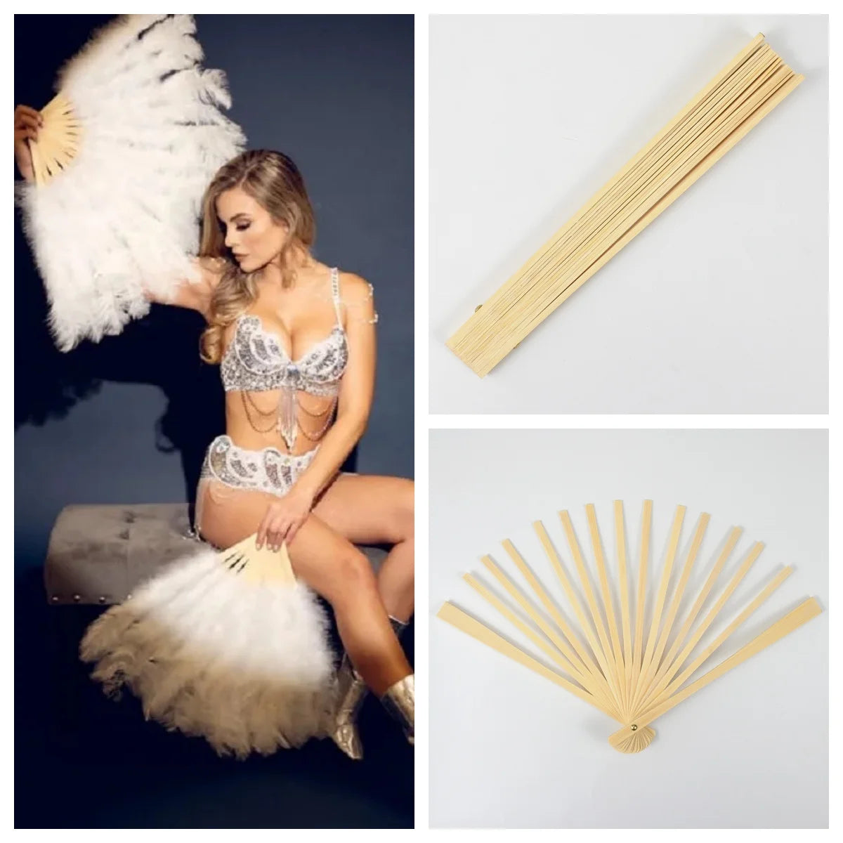 9IN  Bamboo Folding Fan Skeleton (15-Bone)
