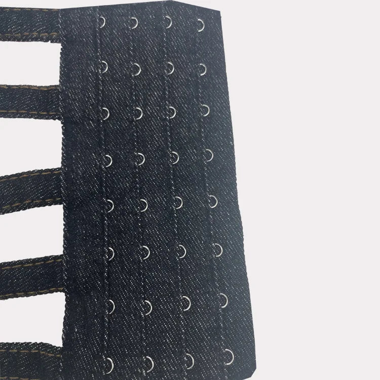 Studded Denim Bustier Crop Top Studded Punk Style Stage Costume Top