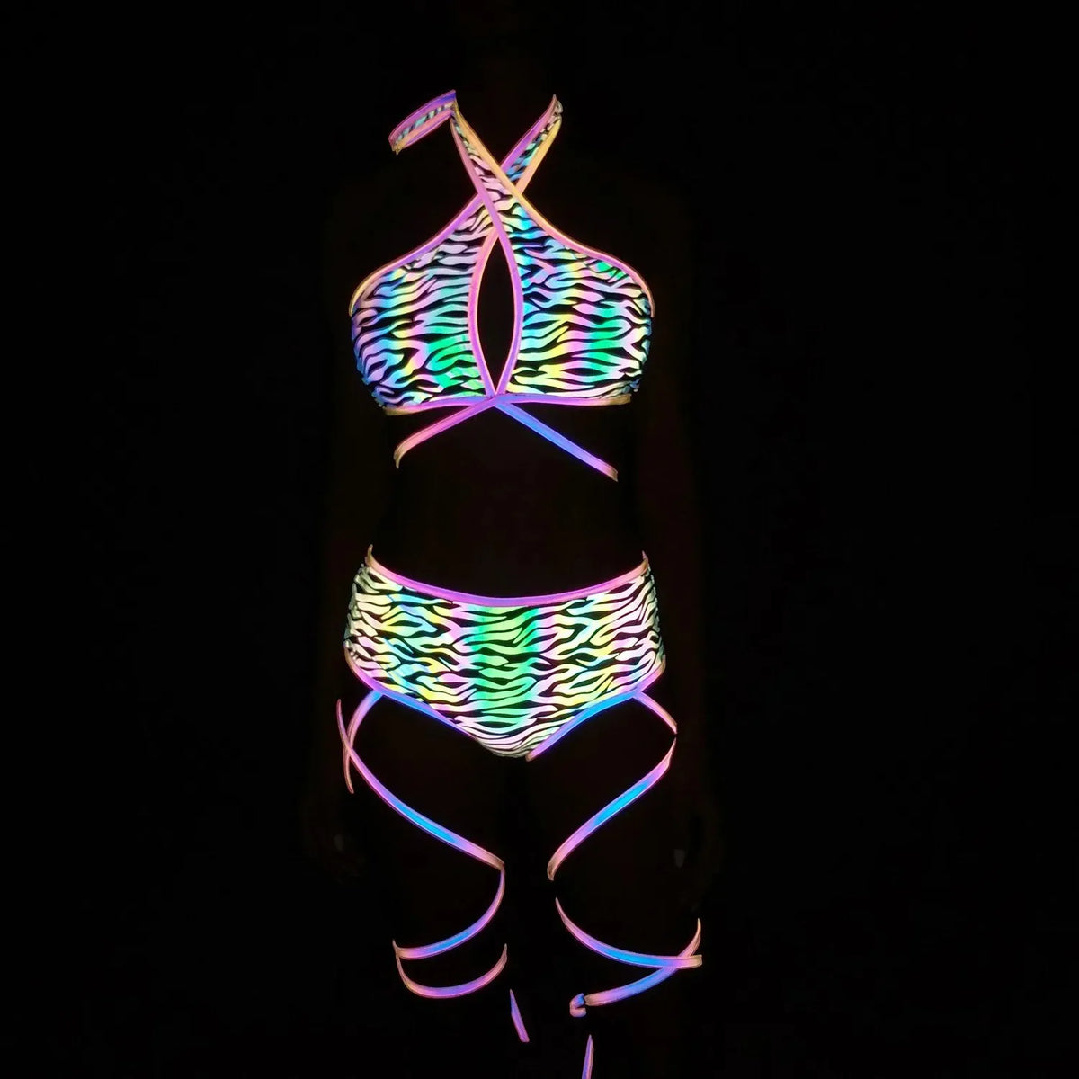 Reflective Gogo Performance Costume Set