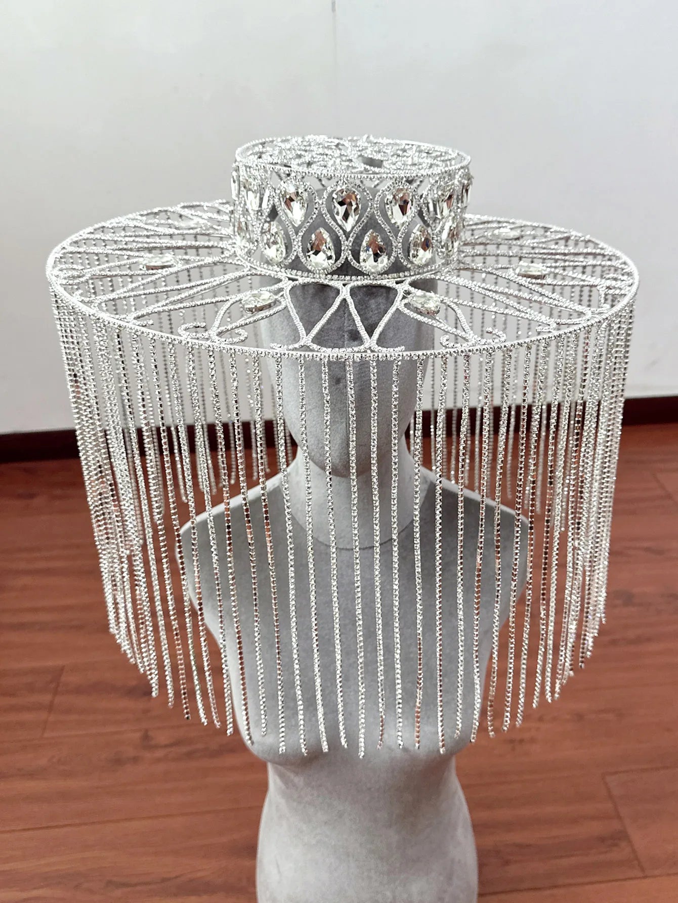Rhinestone Crystal Fringe Tassel Hat Headpiece