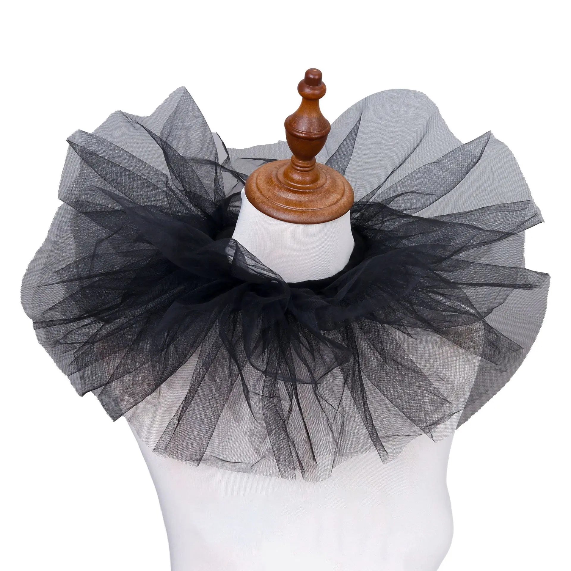 Fluffy Mesh Clown Ruff Collar & Vintage Masquerade Circus Costume Accessory