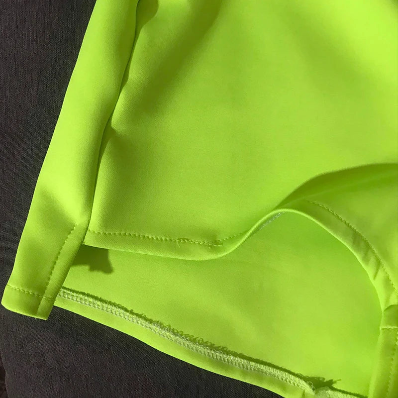 Fluorescent Neon Green High-Waisted Pole Dance & Gogo Hot Shorts Costume