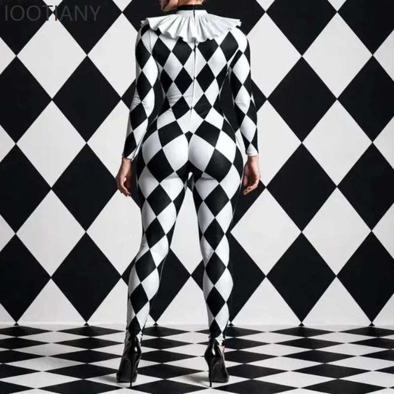Harlequin Diamond Lattice Catsuit & Bodysuit Asymmetrical Circus Stage Costume