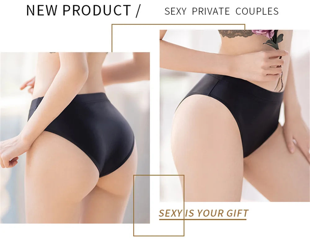 Sexy Smooth Shiny High Waist G-string Sheer See Through Brief Candy Color Elastic T-Back Oil Thong UnderWear Erotic Lingerie