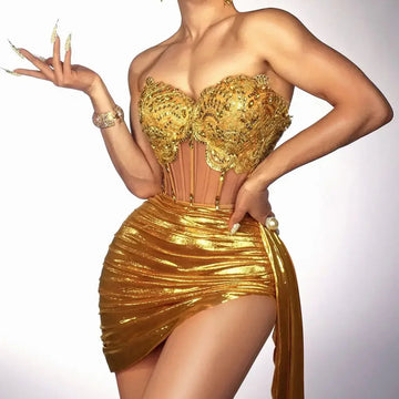 2 Piece Strapless Bodycon Mini Dress