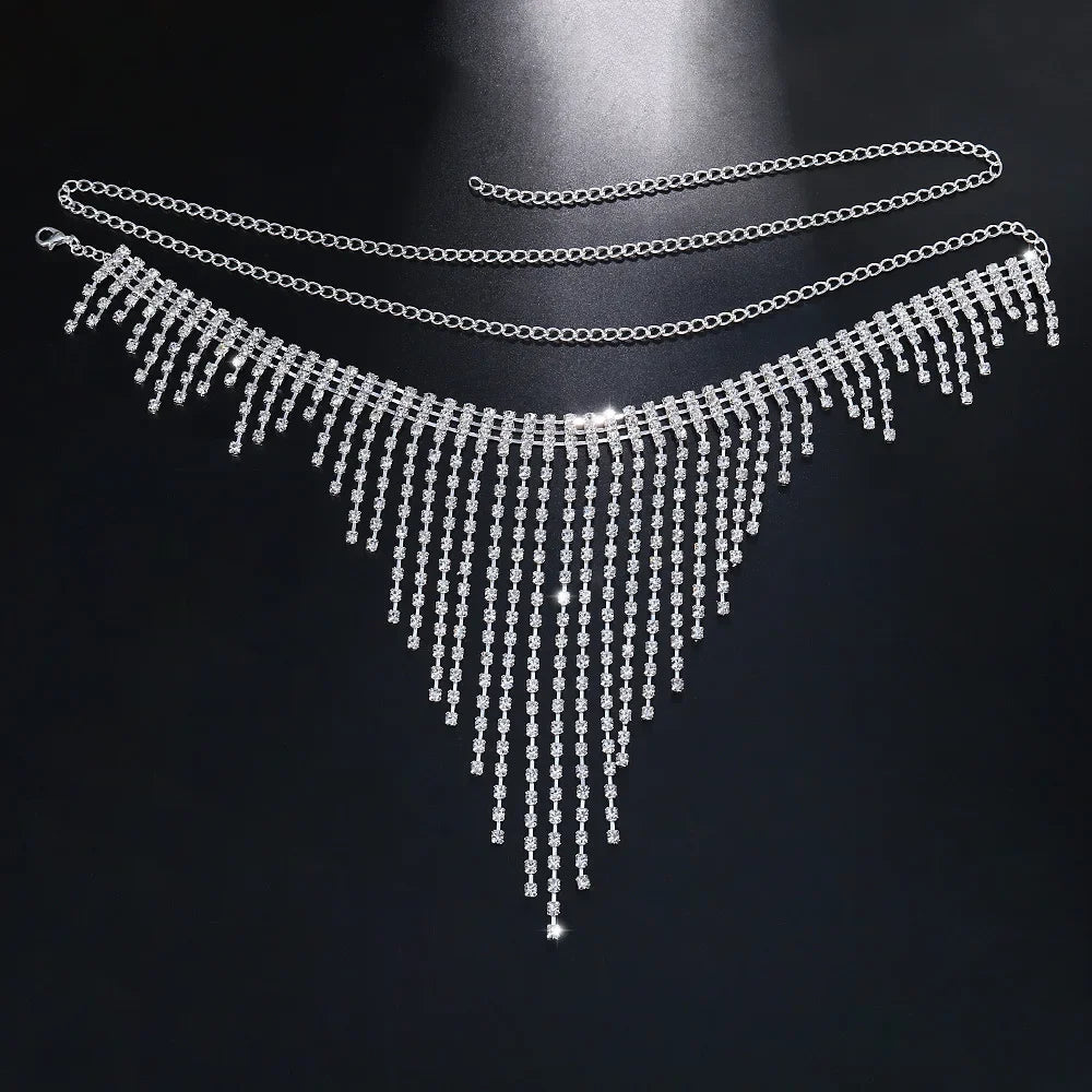 Rhinestone Chain Bra And Thong Set