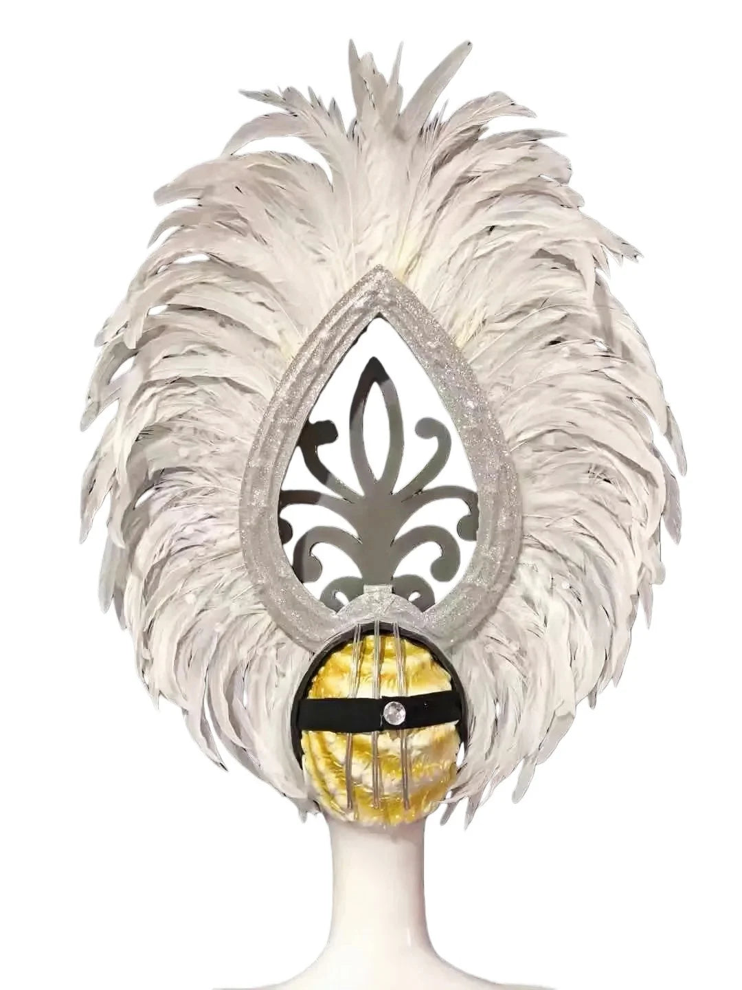 The Stardust Empress Dionysia – White Feather Carnival & Masque Ball Headdress