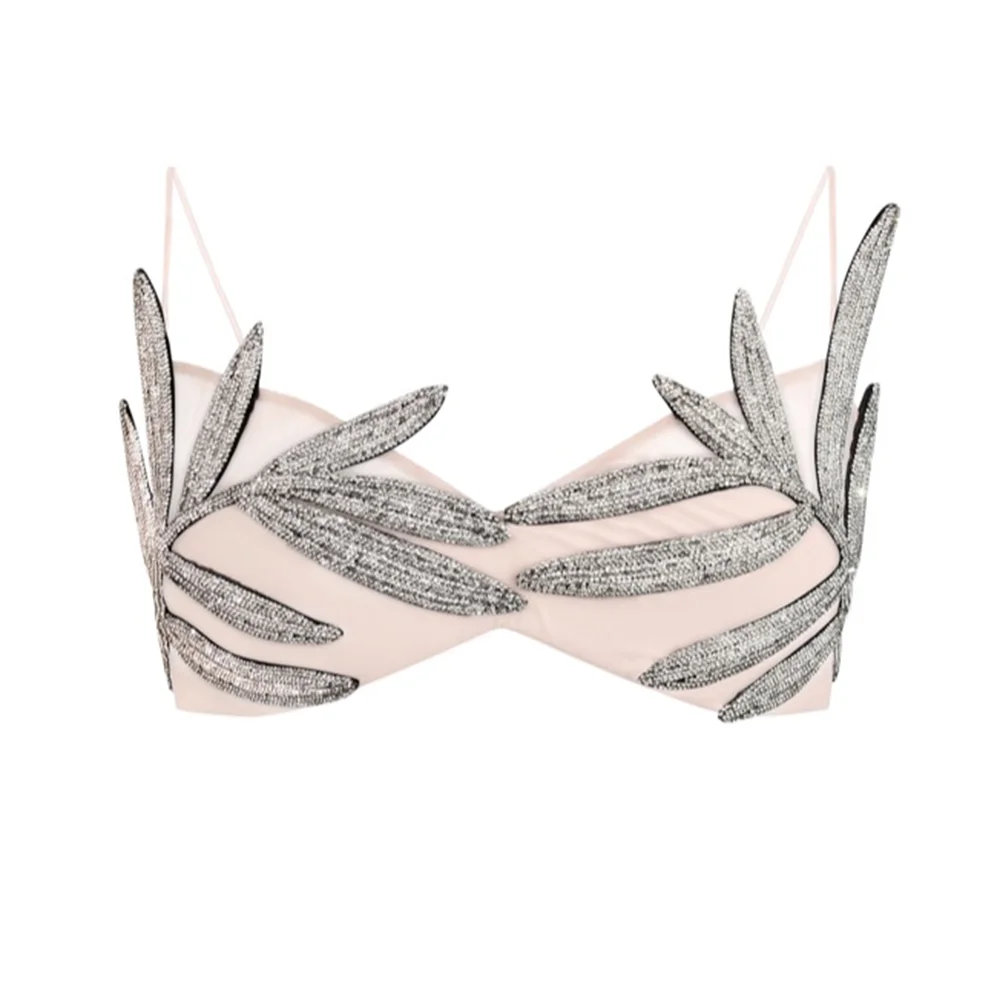 Crystal Chain Backless Bustier Crop Top