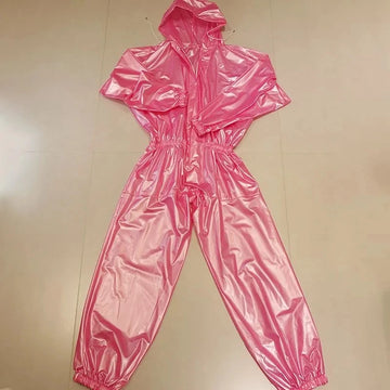 Handmade Clear PVC Hooded Jumpsuit & Waterproof Stage Clubwear Costume