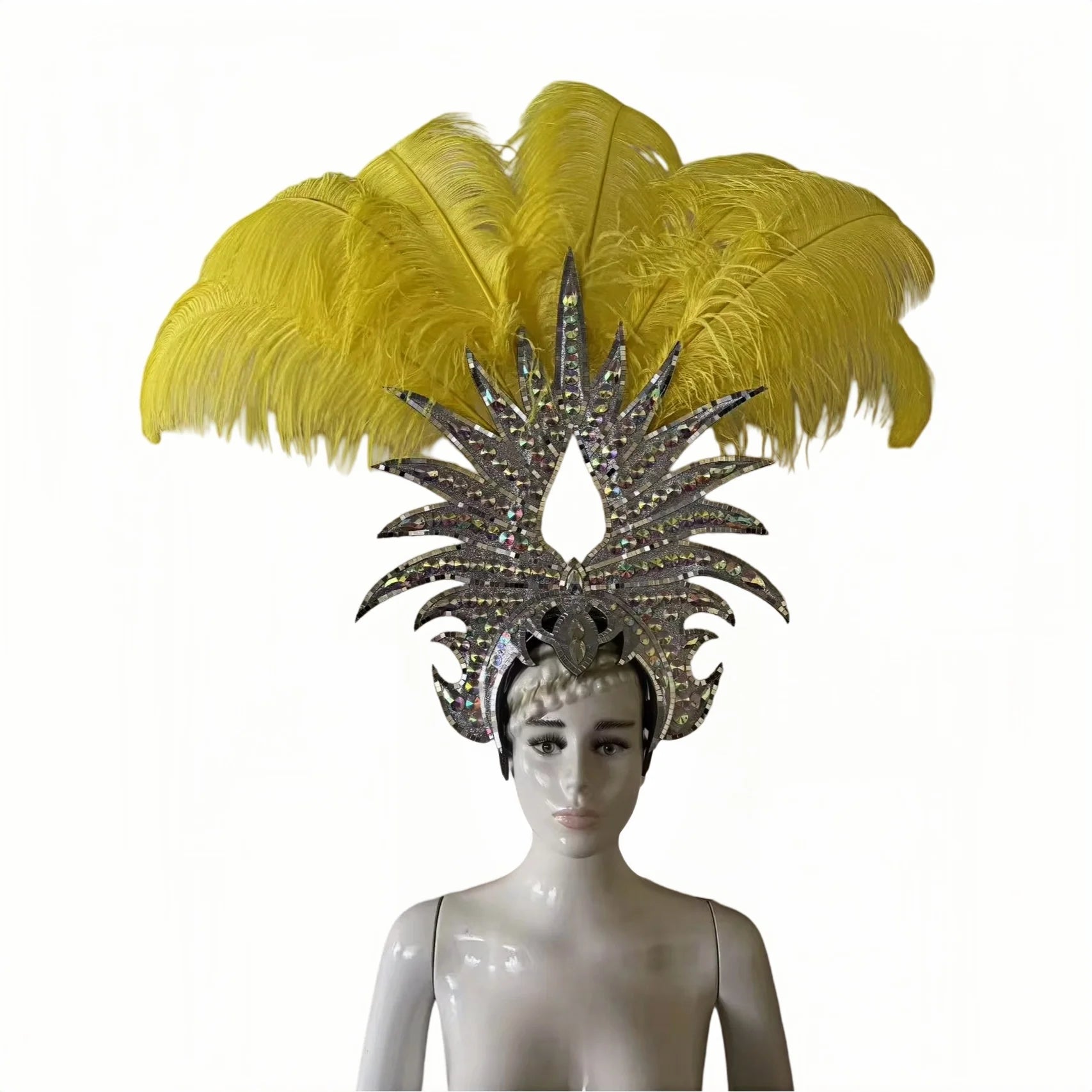The Stardust Majestic Feather Crown – Carnival & Cabaret Stage Headdress