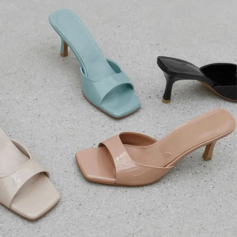 Women High Heel Square Open Toe Sandals