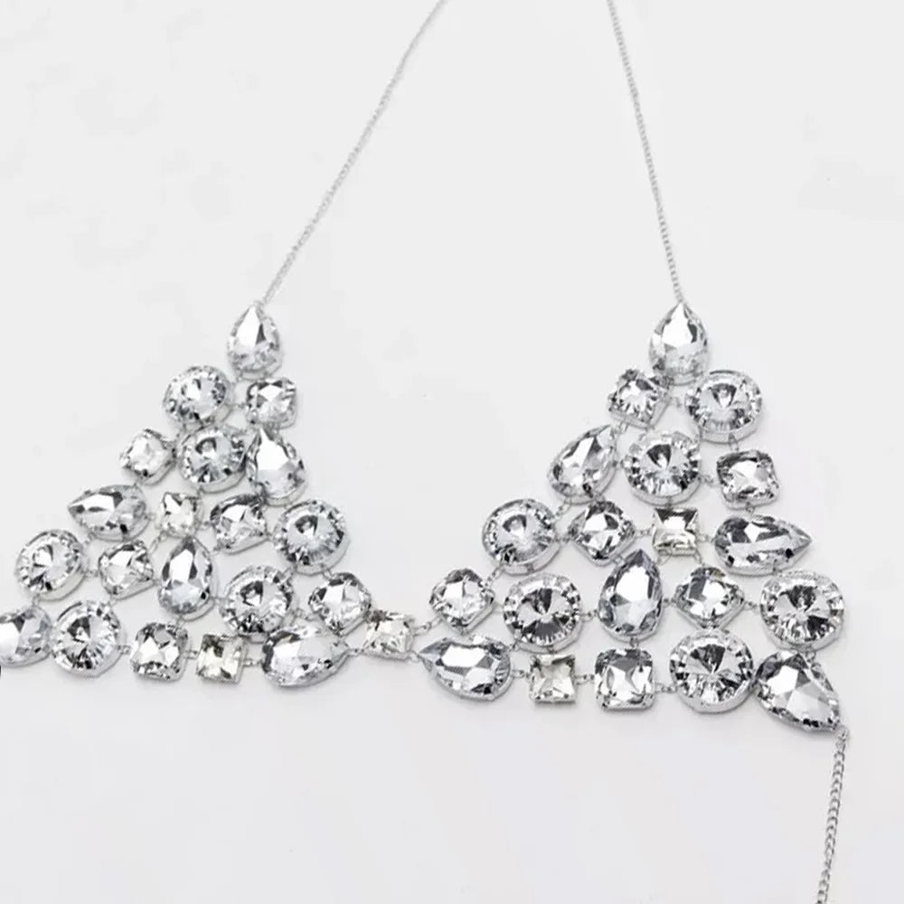 Geometric Rhinestone Bra Chain