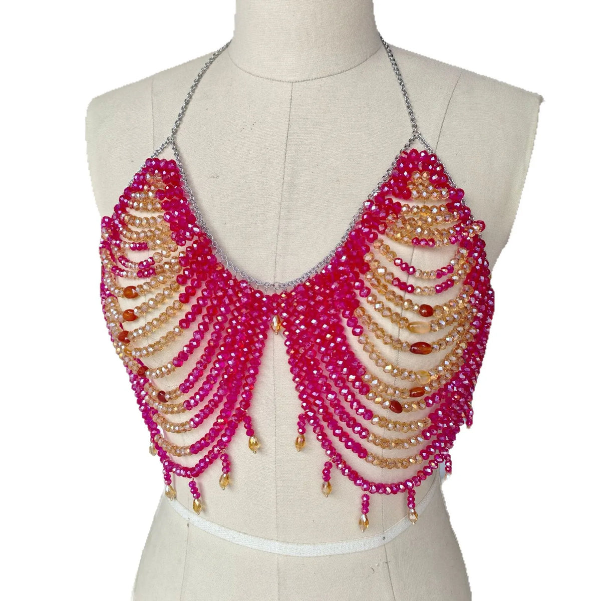 Multilayer Beaded Costume Bra Chain