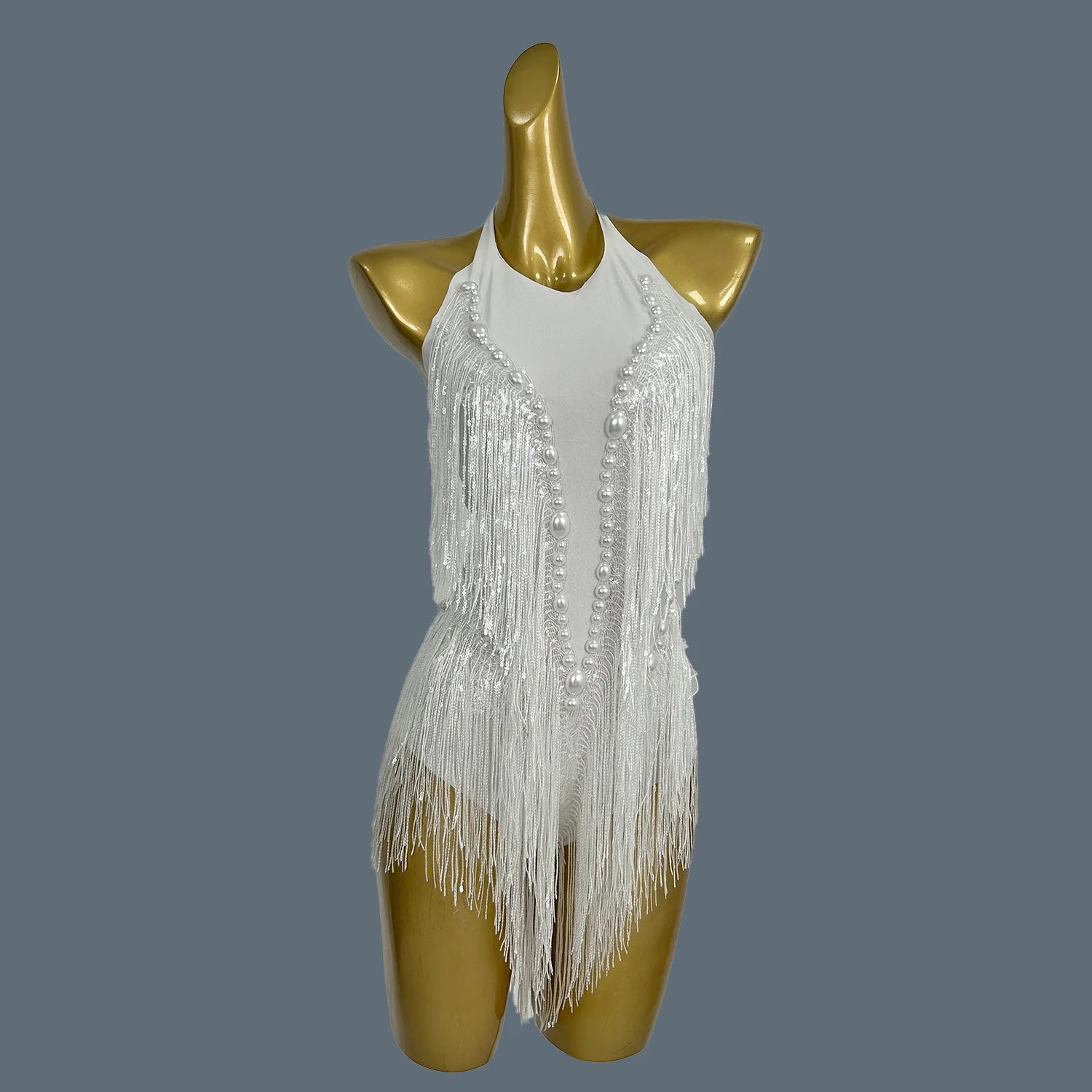Crystal Sequin Tassel Bodysuit Dance Performance Stage Costume Leotard