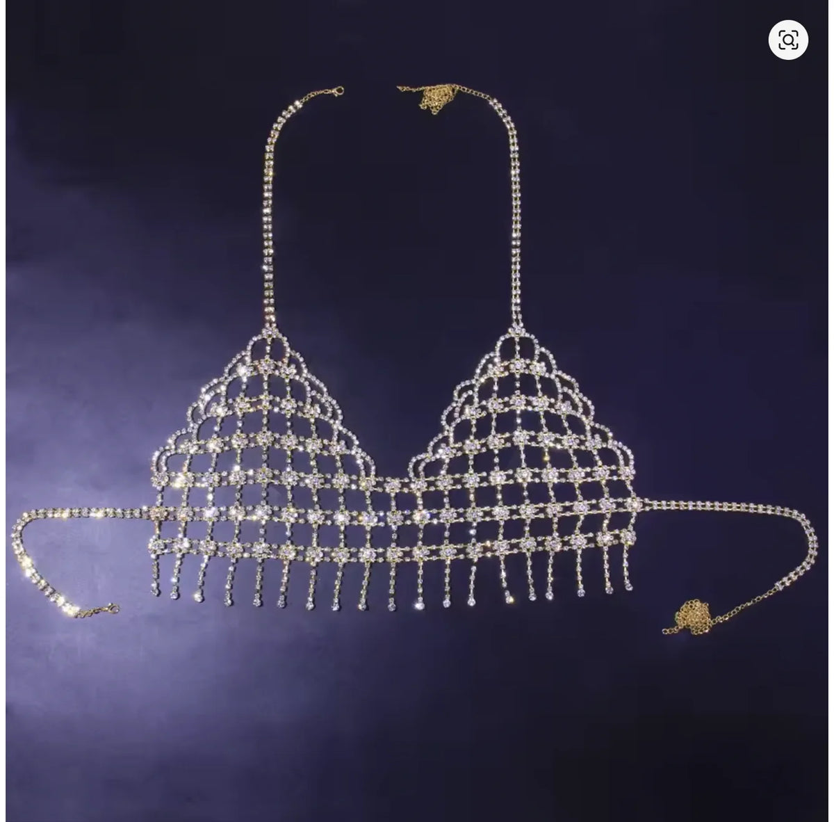 Openwork Teardrop Crystal Bra Body Chain