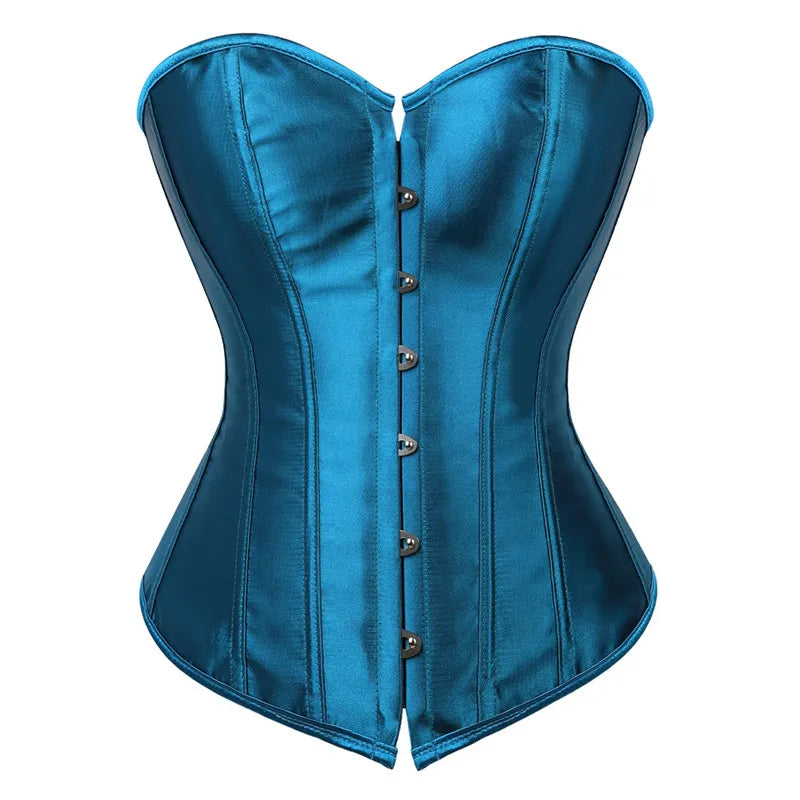 Vintage Overbust Corset Plus Size Satin Lace-Up Bustier Top