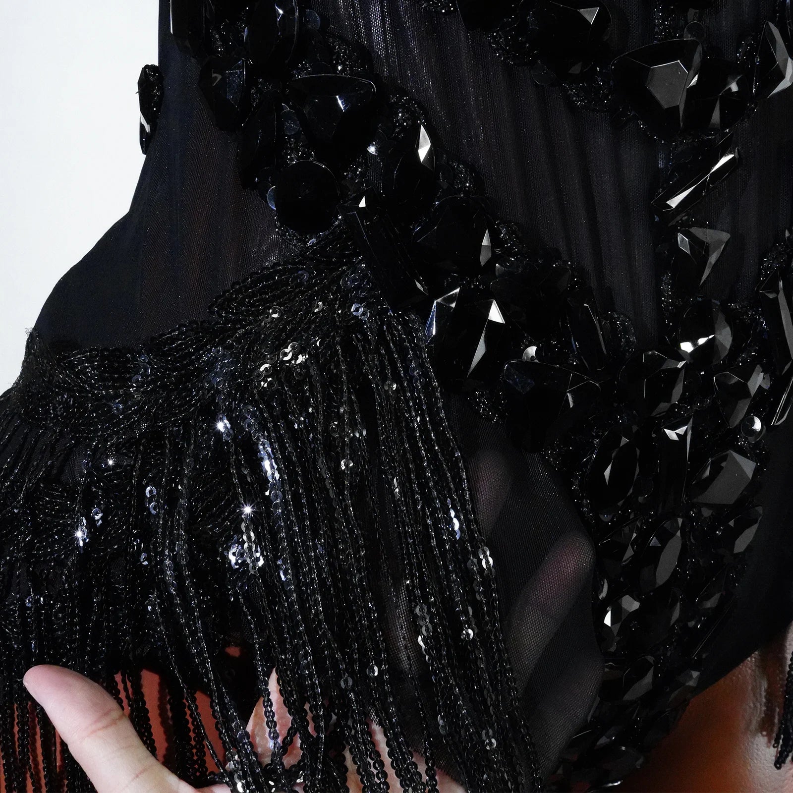 The Stardust Midnight Cabaret Bodysuit – Luxury Rhinestone & Mesh Showgirl Costume