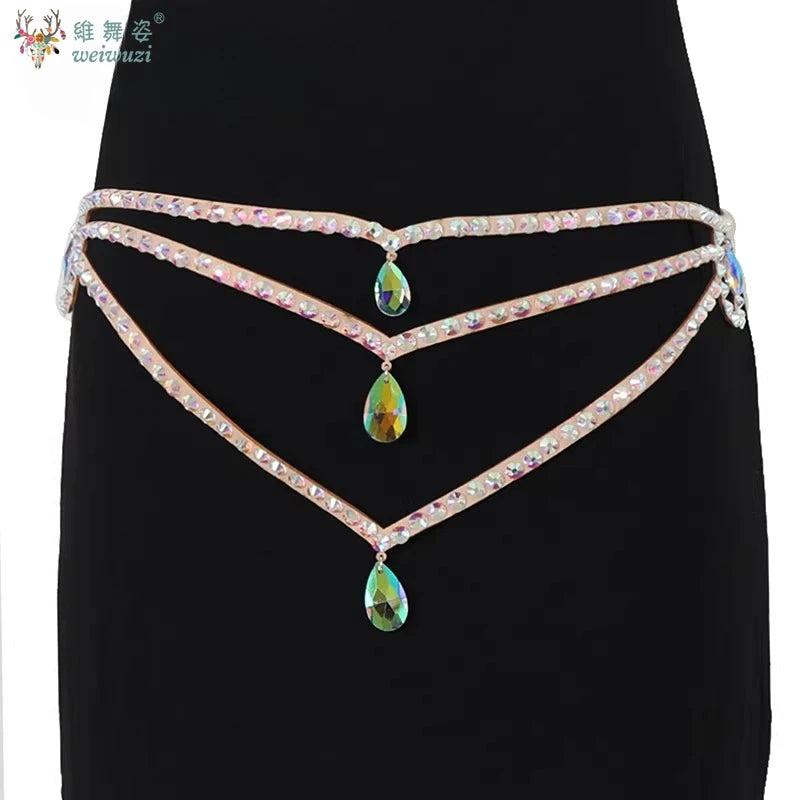Layered Rhinestone Belly Dance Waist Belt