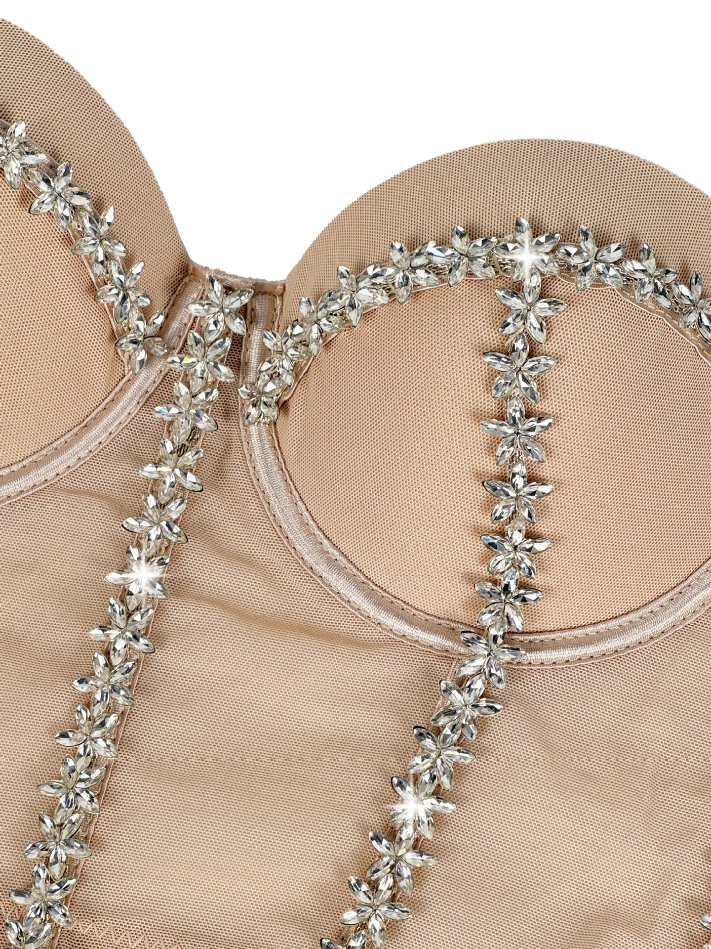 Crystal Embroidered Bustier Corset Crop Top Evening Party Stage Bralette