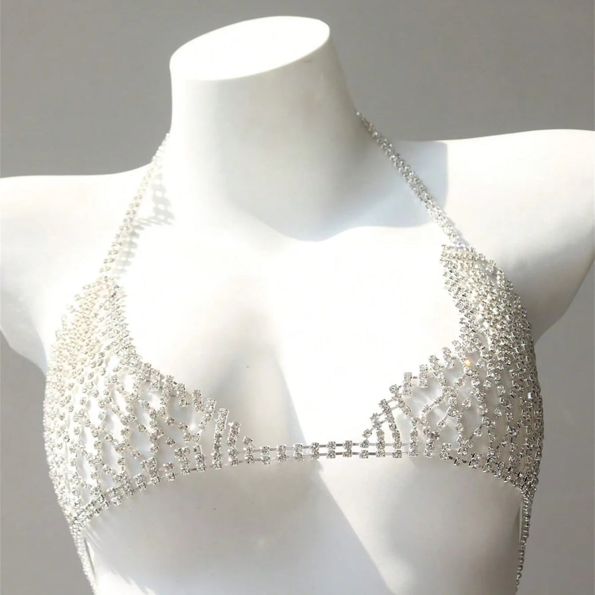 Grid Rhinestone Bra & Skirt Body Jewelry