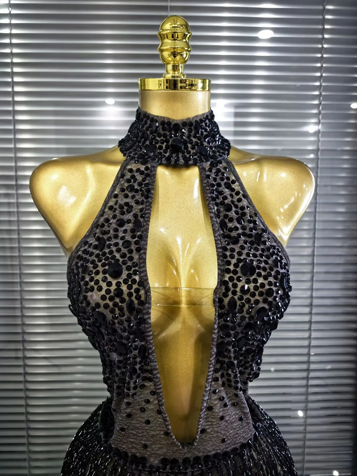 Women Sexy Mesh See Through Shining Sequins Tassels Bodycon Bodysuit Nightclub Party Celebrate Performance Costumes