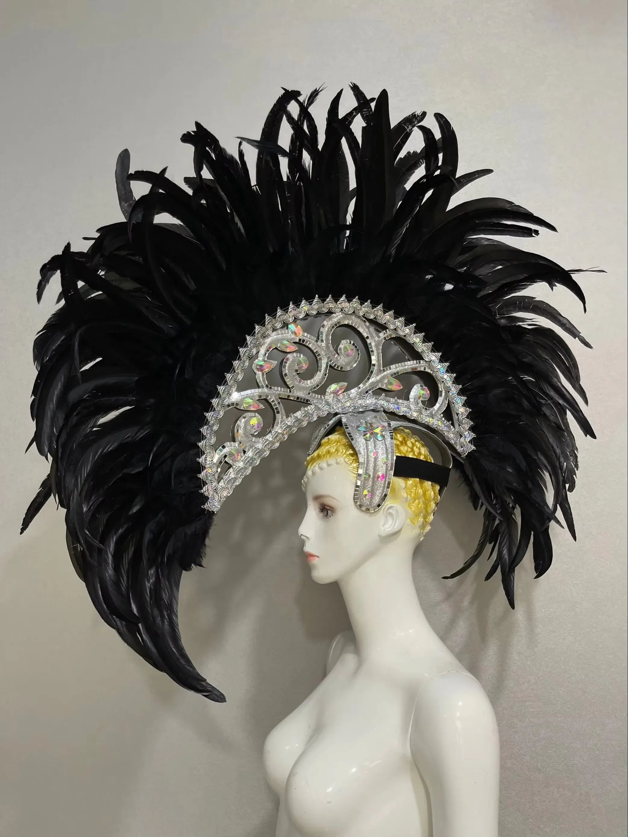 FASHIONABLE AND EXQUISITE HEADDRESS FEATHERS SAMBA DANCE CARNIVAL HALLOWEEN PARTY LATIN DANCE BAR PERFORMANCE HAT MASQUERADE