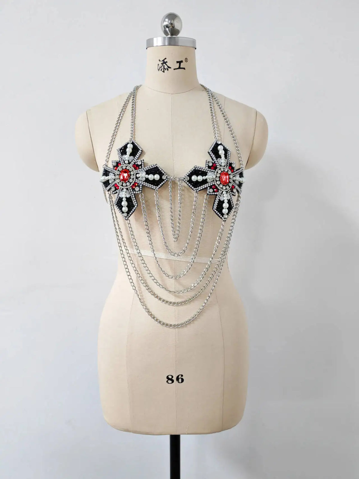 Irregular Tassel Costume Bra Body Chain