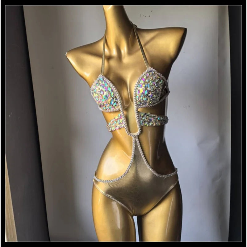 Dazzling Beaded Chest Harness & Bikini Body Jewelry Set