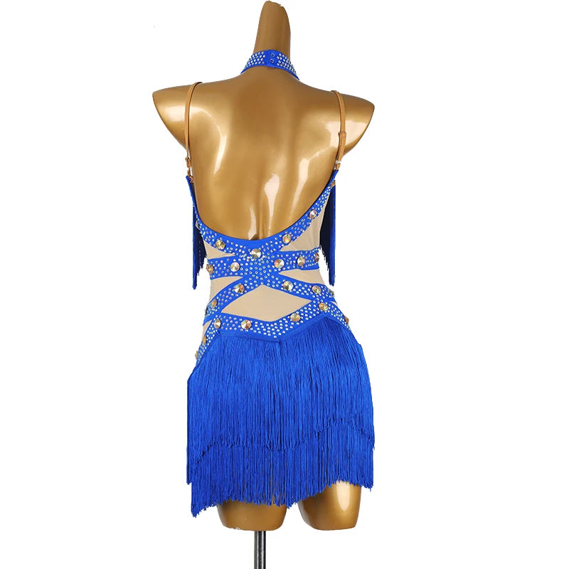 Professional Latin Dance Competition Dress & Tassel Fringe Performance Outfit
