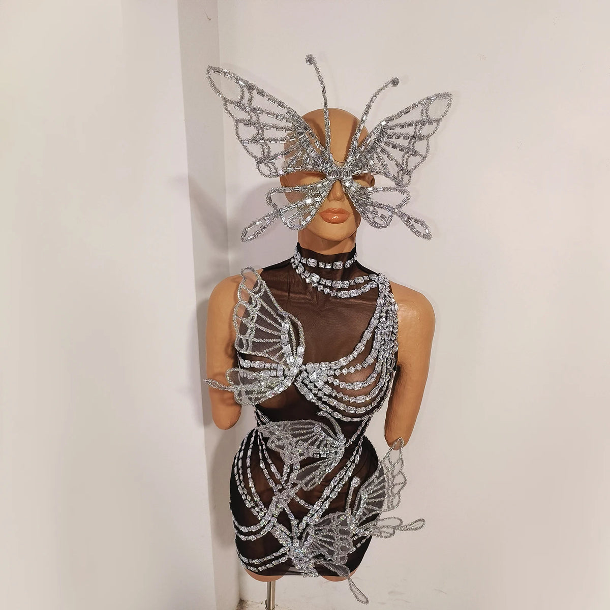 High-End Festival Fairy Butterfly Jumpsuit Wing Water Diamond Birthday Party Nightclub Dance Costume Stage