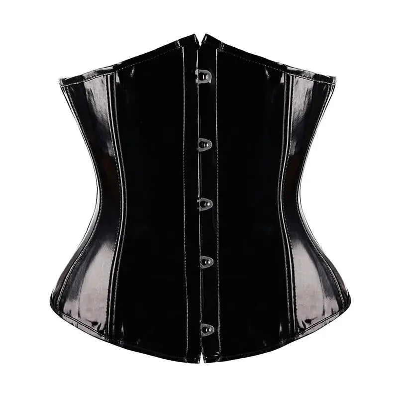 Steampunk PVC Leather Underbust Corset Front Busk Waist Trainer Cincher Top